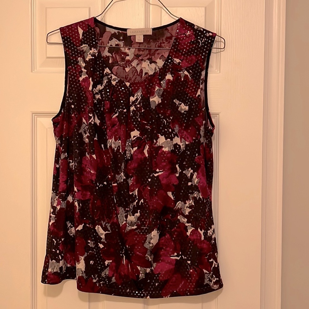 Laura Ashley Sleeveless Tank Embellished- Ladies Size Large